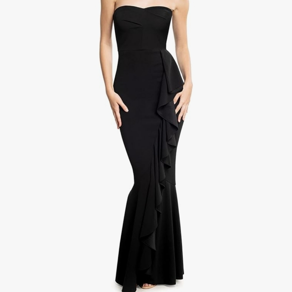 Dress The Population strappless maxi dress.